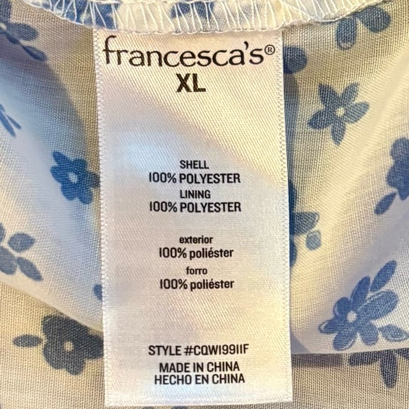 Francesca's Blue and White Patterned Midi Dress - Picture 7 of 7